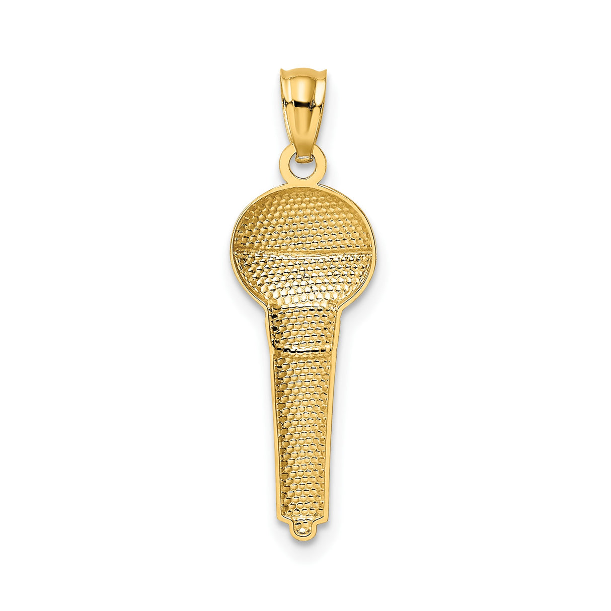 14k Yellow Gold and Rhodium Microphone Pendant, Two-Tone Music Charm for Men