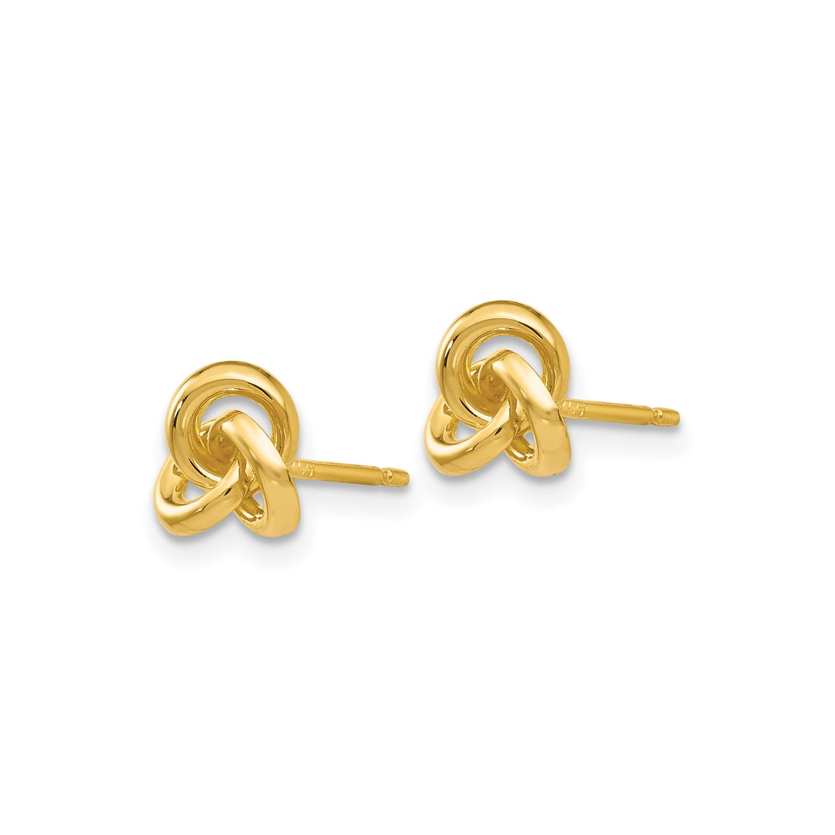 14k Yellow Gold Love Knot Stud Earrings with Intertwined Design for Women