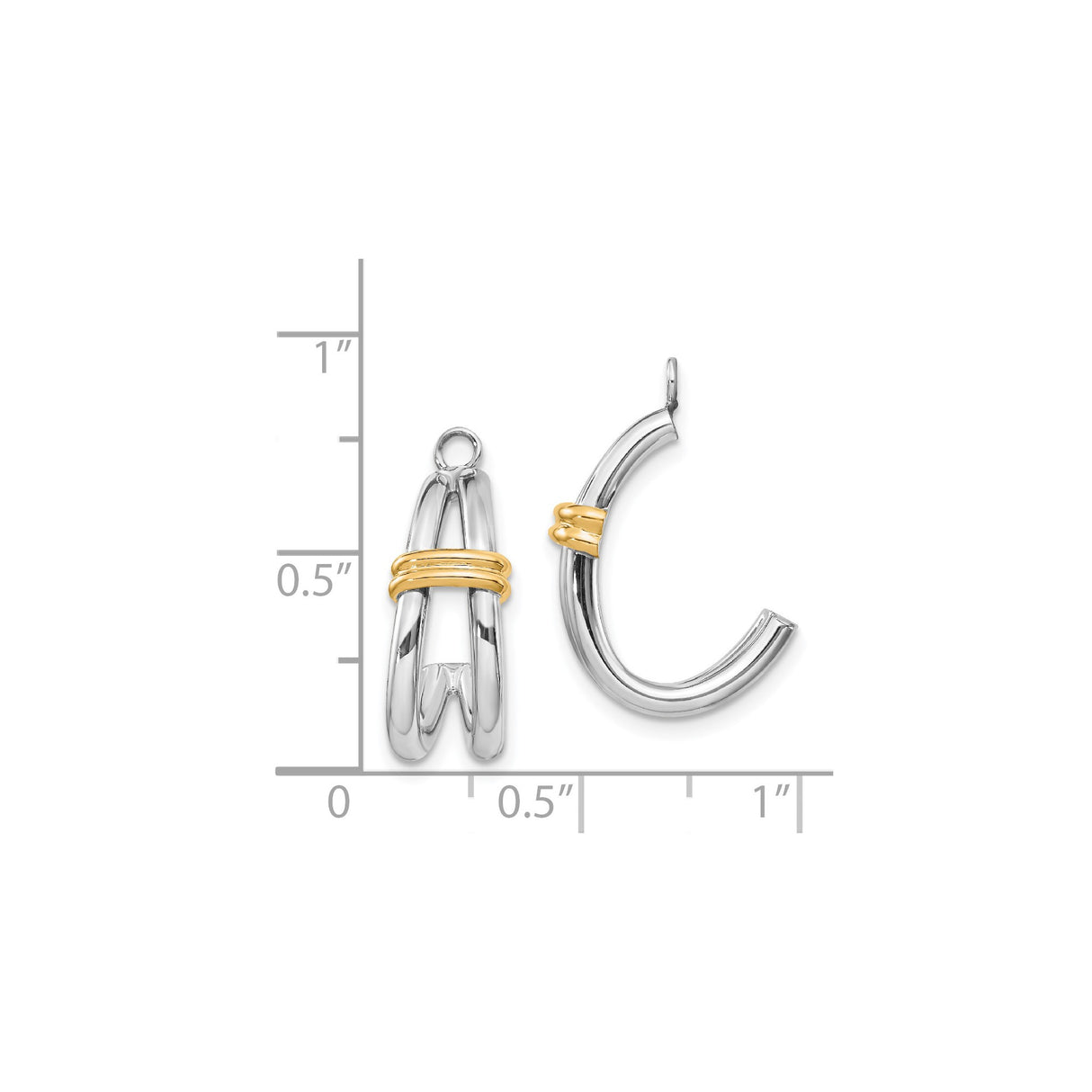 14k Yellow Gold Hoop Earrings, Two-Tone Interlocking Design with Polished Finish for Women