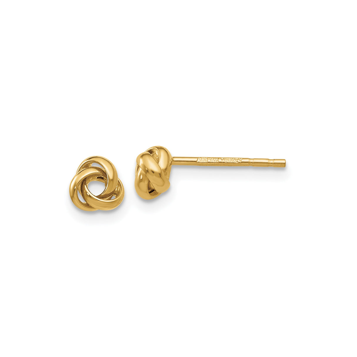 14k Yellow Gold Love Knot Stud Earrings, Intertwined Knot Design, Classic Minimalist Style