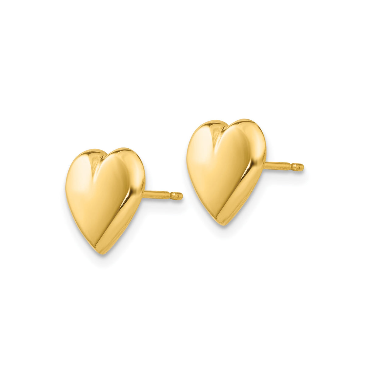 14k Yellow Gold Heart Stud Earrings, Polished Minimalist Design for Women