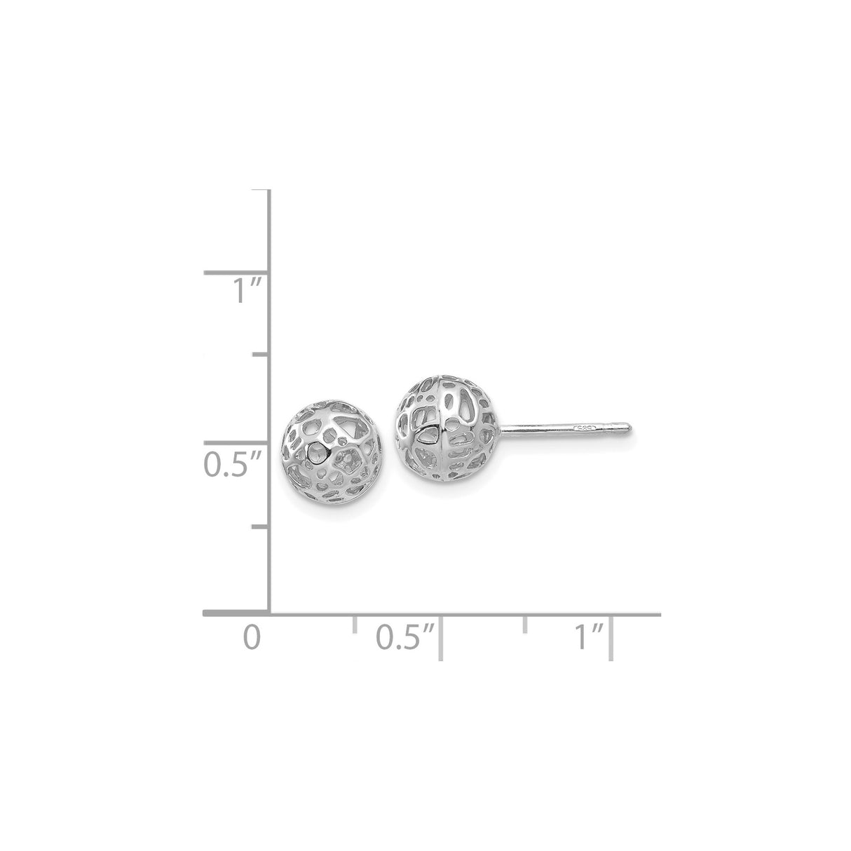 14k White Gold Stud Earrings with Openwork Filigree Design, Lightweight Minimalist Style