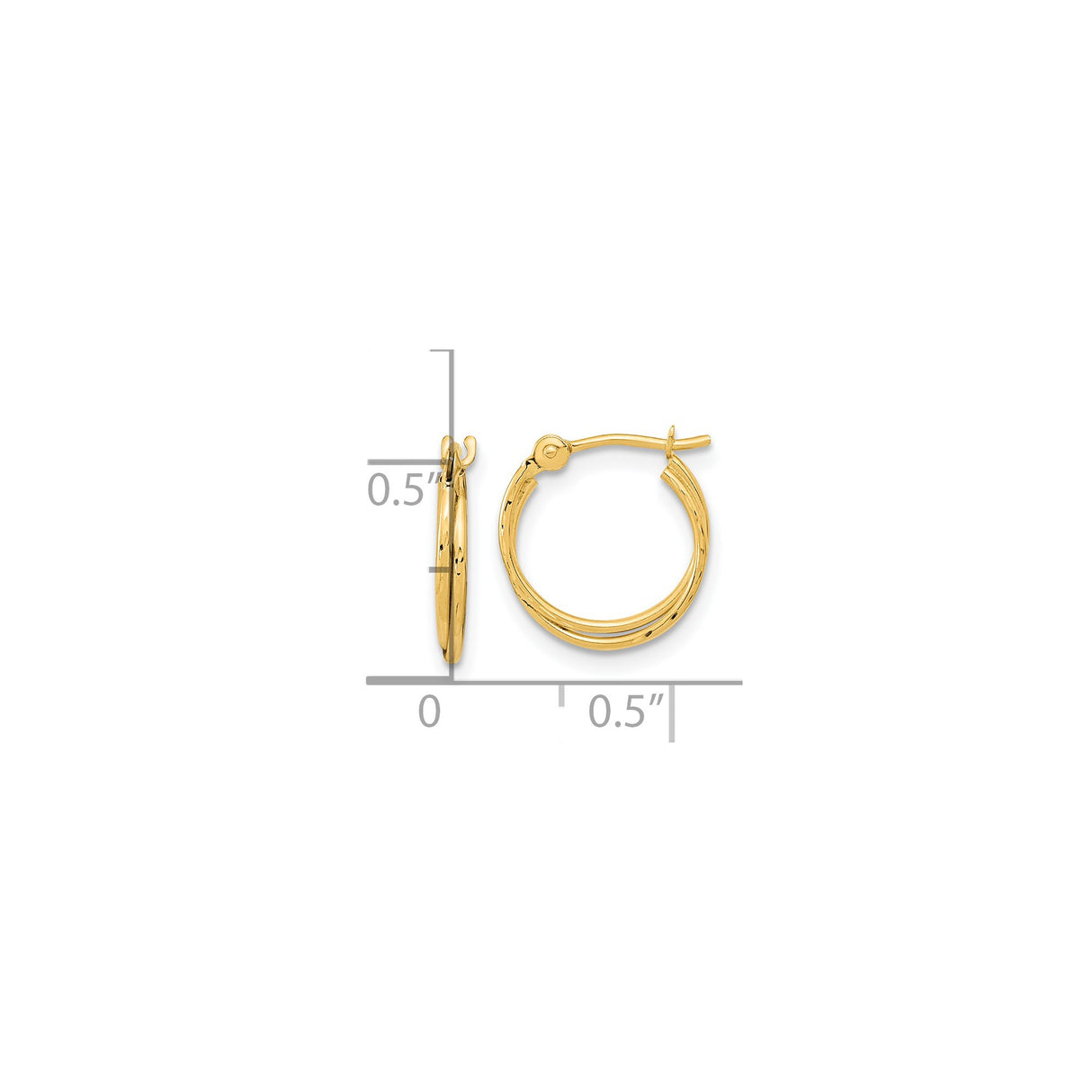 14k Yellow Gold Hoop Earrings with Double Twist Design, Polished Finish, Minimalist Style