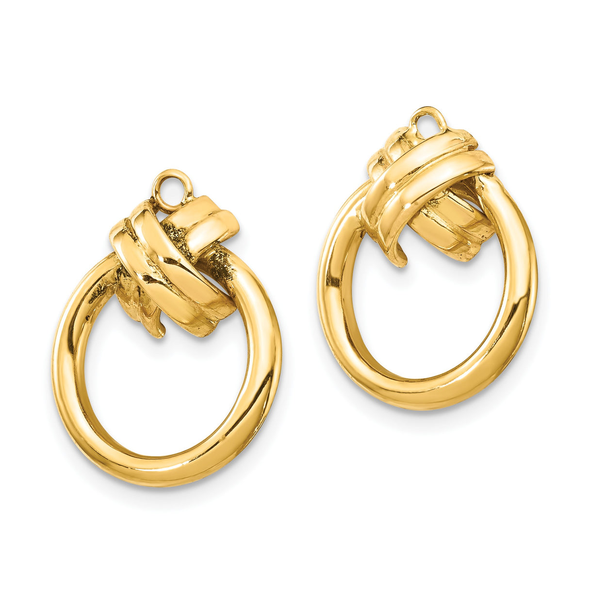 14k Yellow Gold Hoop Earrings, Love Knot Design, Polished Finish, Classic Style for Women