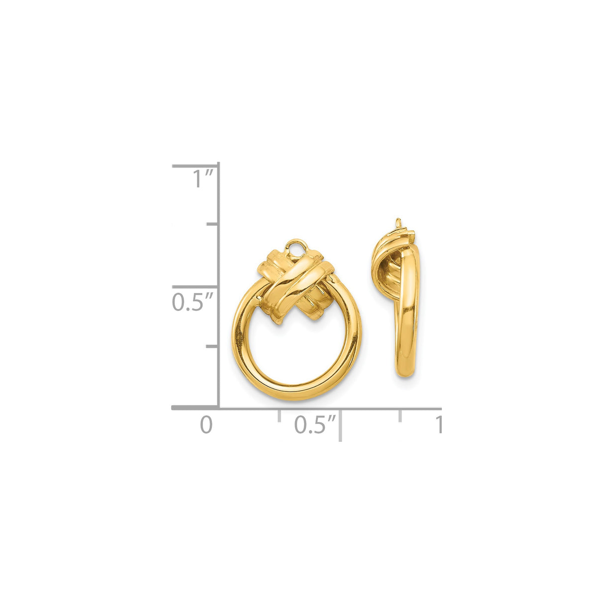 14k Yellow Gold Hoop Earrings, Love Knot Design, Polished Finish, Classic Style for Women