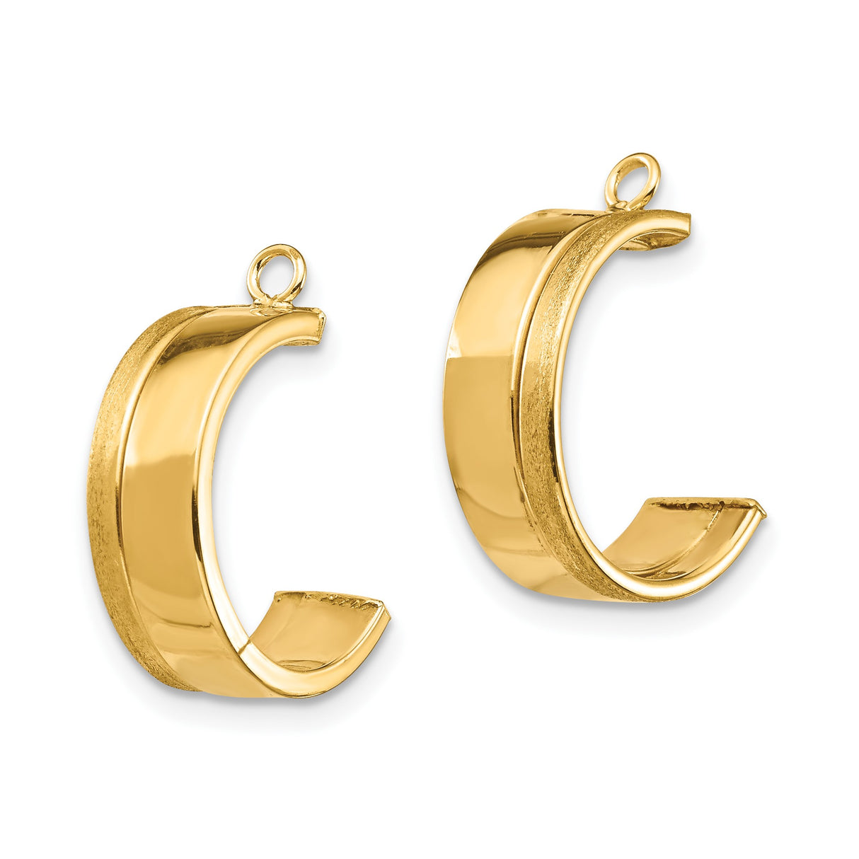 14k Yellow Gold Hoop Earrings, Polished Round Minimalist Design for Women