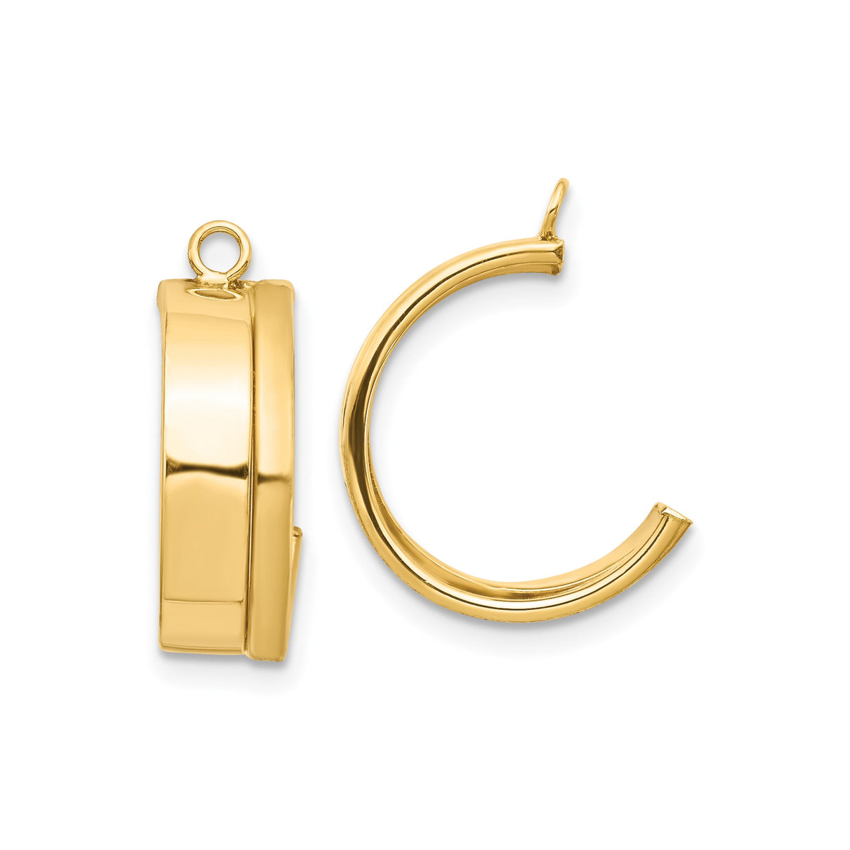 14k Yellow Gold Hoop Earrings, Polished Round Minimalist Design for Women