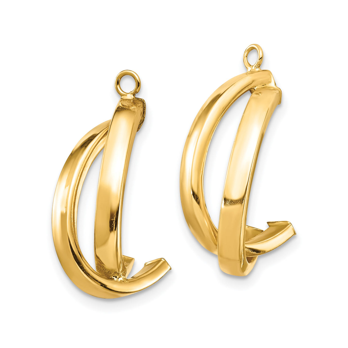 14k Yellow Gold Hoop Earrings, Twisted Modern Minimalist Design for Women