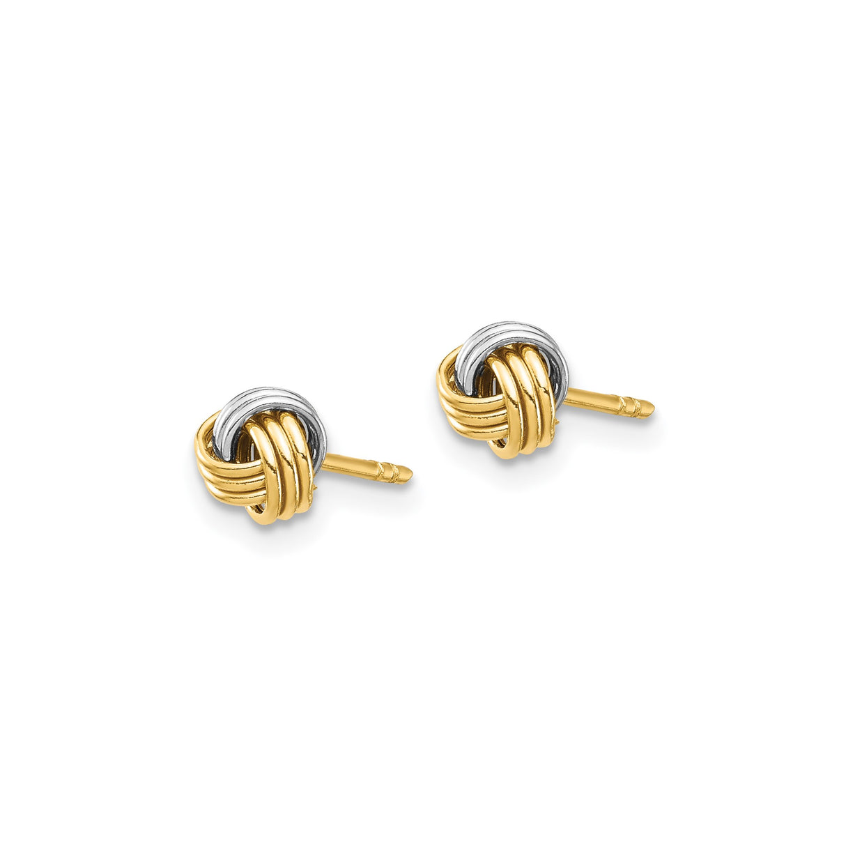 14k Yellow Gold Love Knot Stud Earrings, Two-Tone Intertwined Design for Women