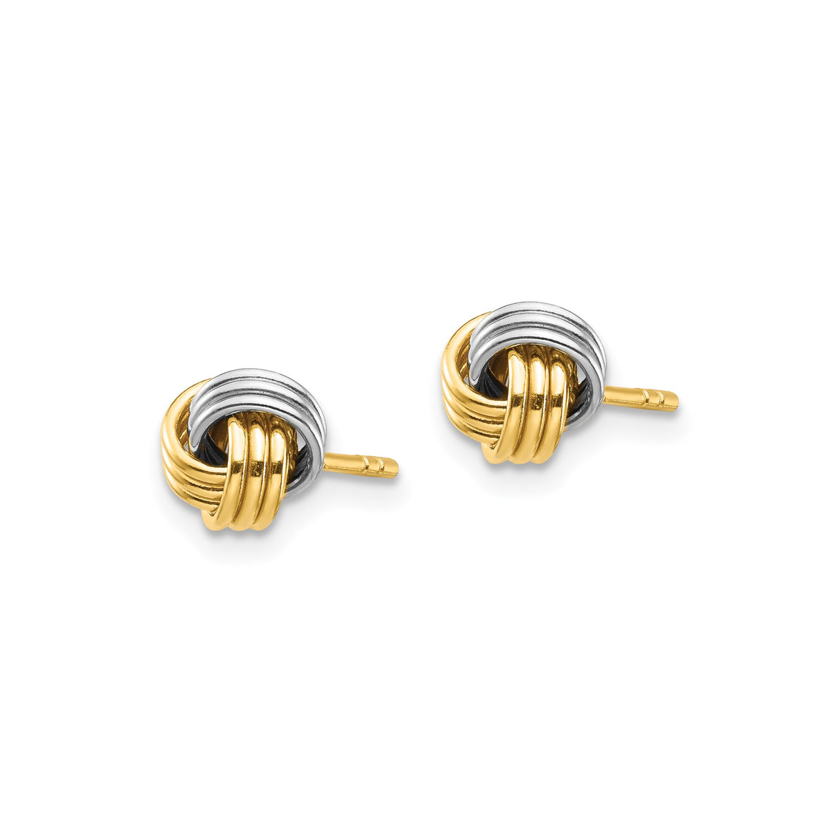 14k Yellow Gold Stud Earrings, Two-Tone Intertwined Love Knot Design for Women