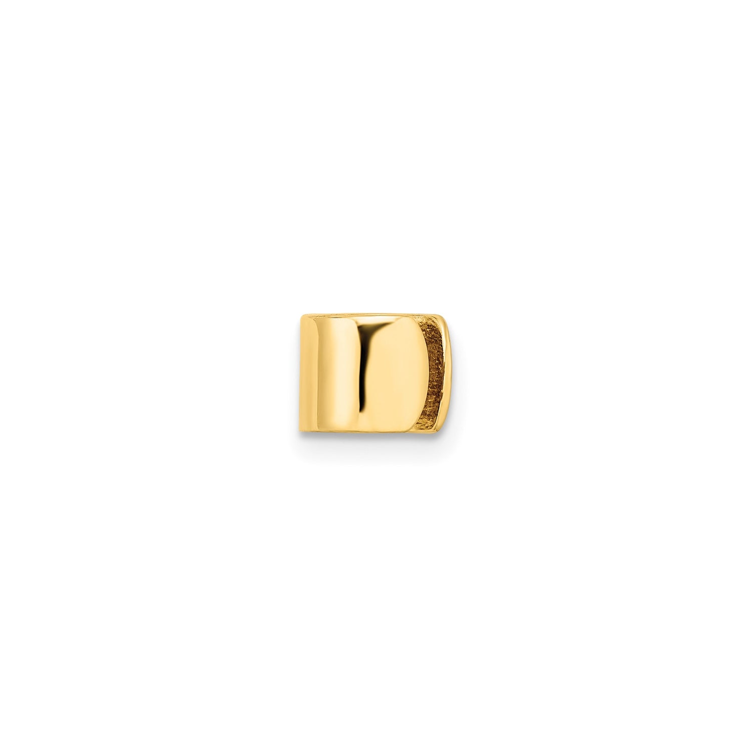 14k Yellow Gold Slide Charm Bead, Minimalist Polished Spacer with Smooth Finish