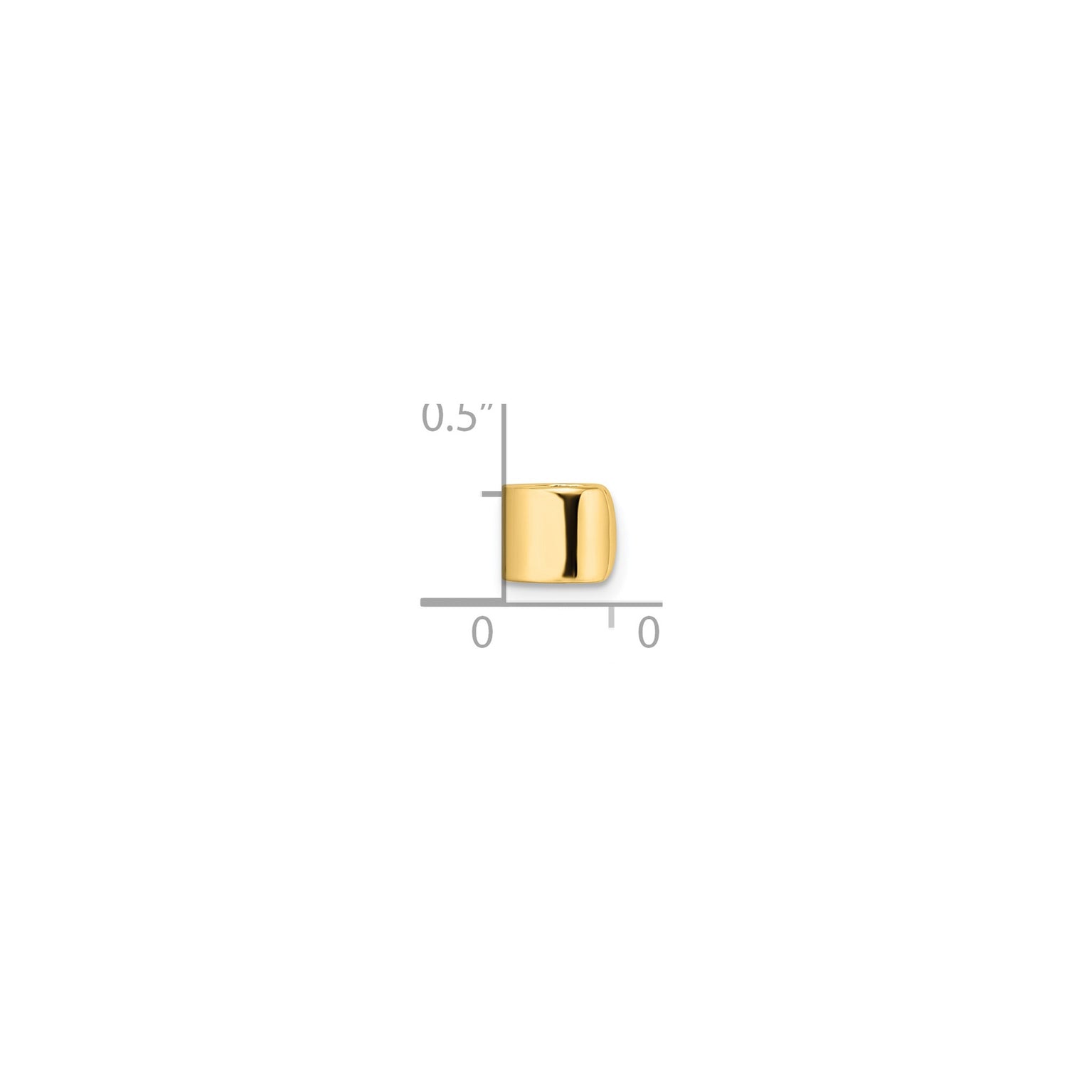 14k Yellow Gold Slide Charm Bead, Minimalist Polished Spacer with Smooth Finish