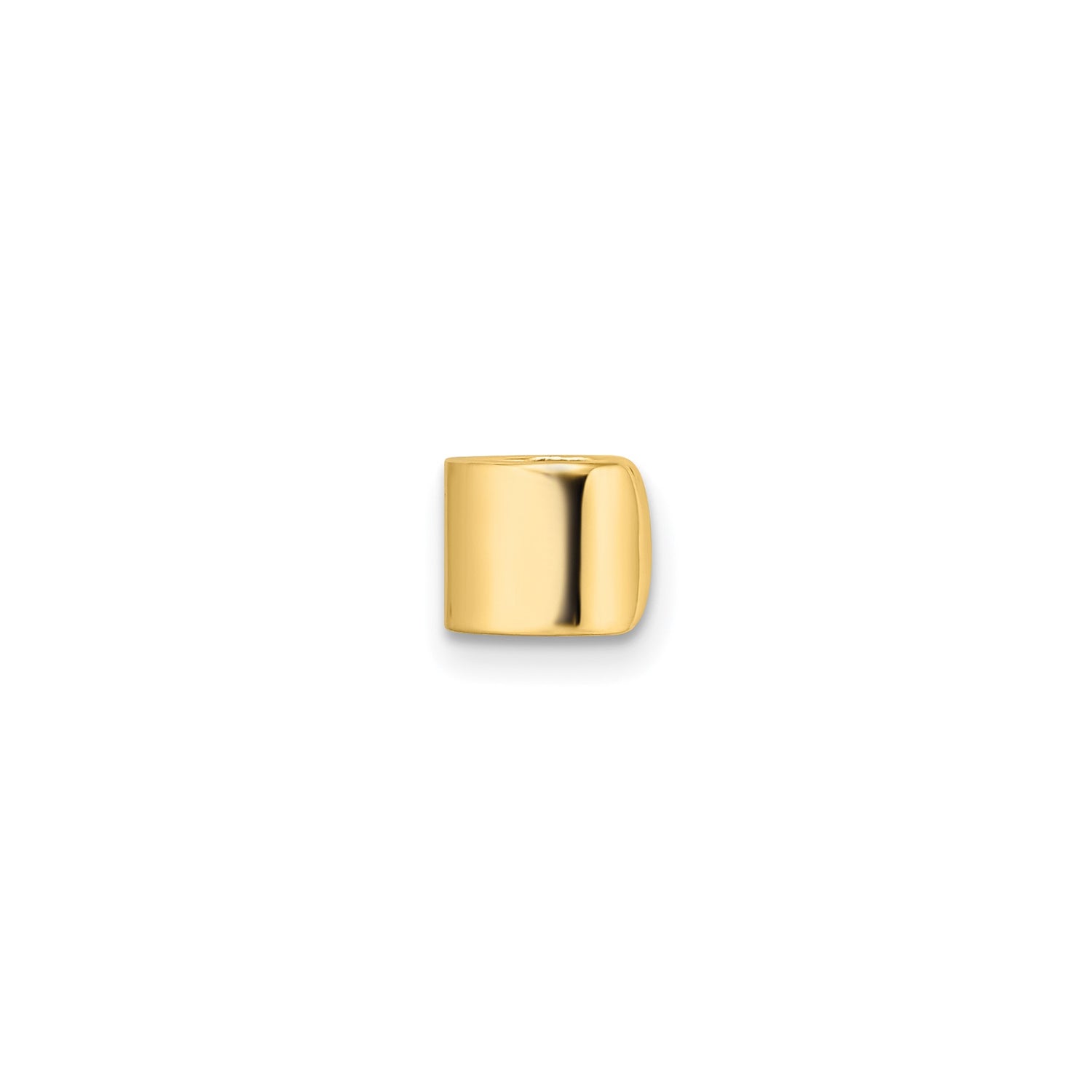 14k Yellow Gold Slide Charm Bead, Minimalist Polished Spacer with Smooth Finish