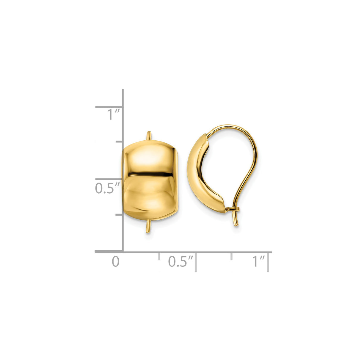 14k Yellow Gold Hoop Earrings with Polished Domed Design and Leverback Closures