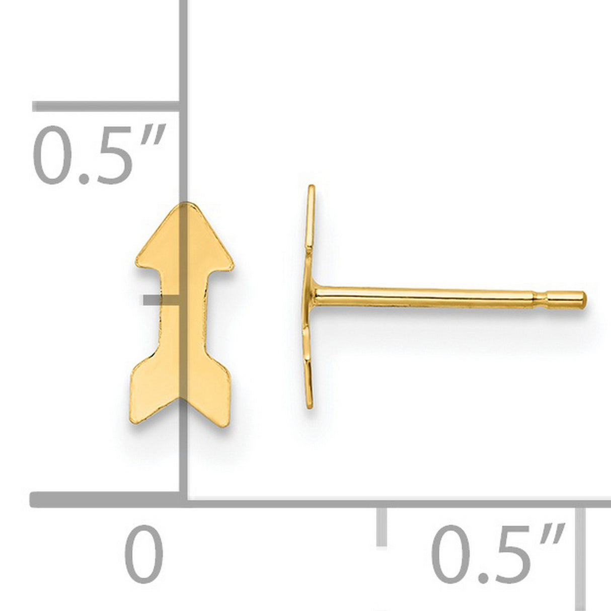 14k Yellow Gold Arrow Stud Earring, Minimalist Upward Arrow Design for Women