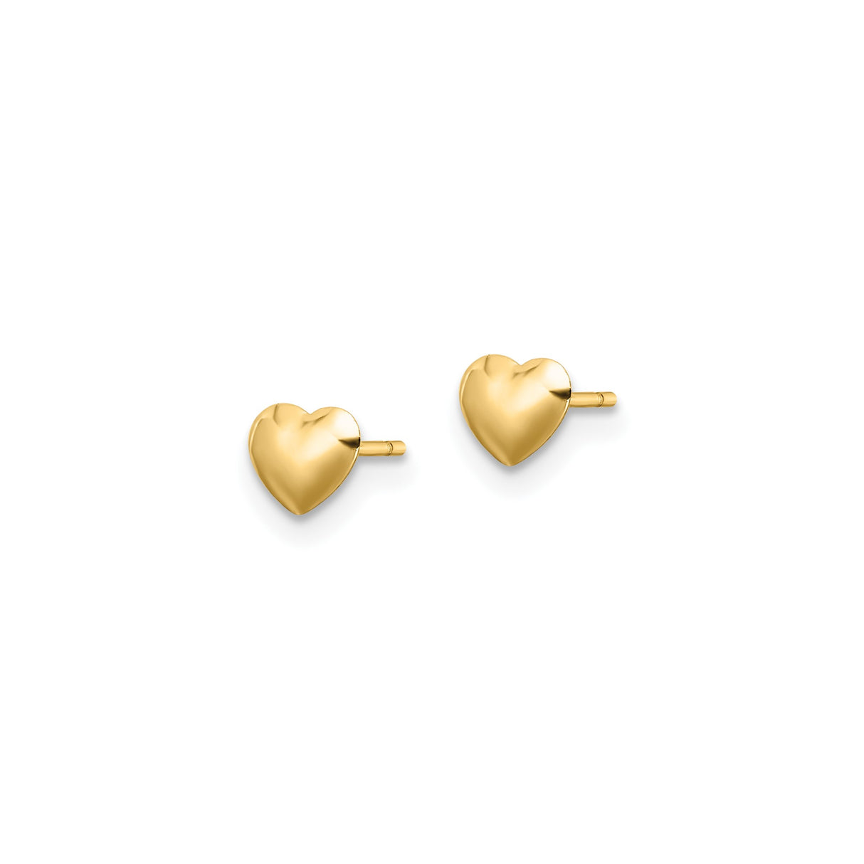 14k Yellow Gold Heart Stud Earrings, Minimalist Polished Design for Women