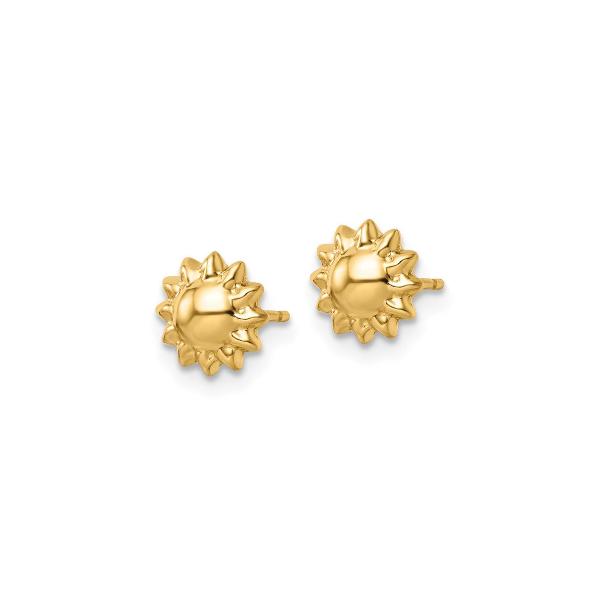14k Yellow Gold Sun Stud Earrings with Radiant Sunburst Design, Boho Celestial Style for Women