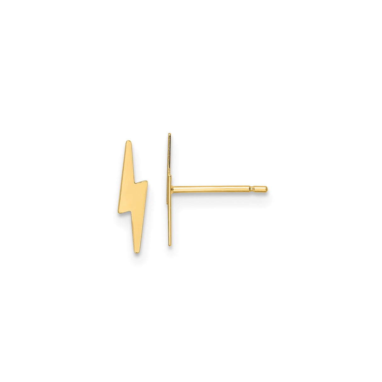 14k Yellow Gold Lightning Bolt Stud Earrings, Minimalist Edgy Design, Unisex Jewelry