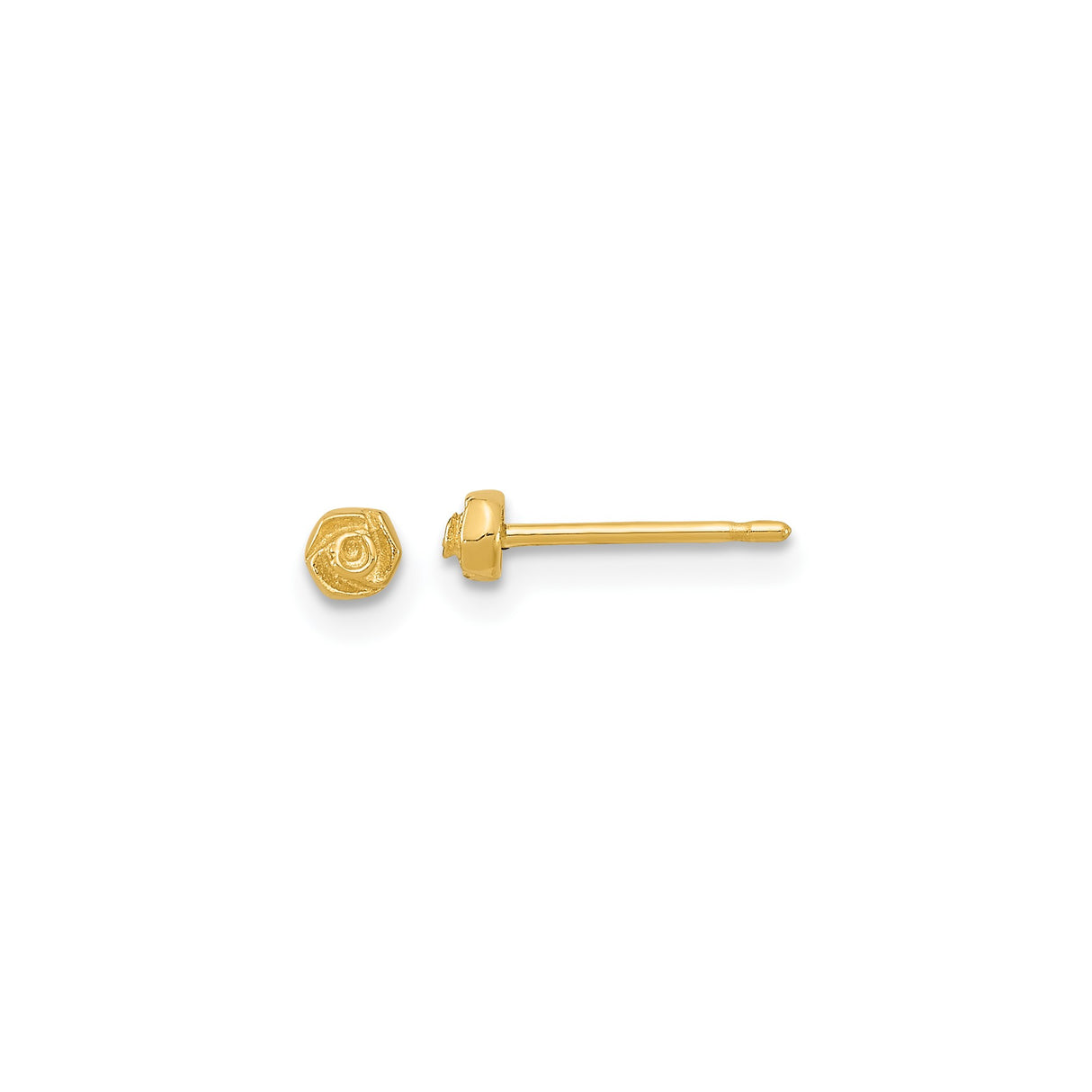 14k Yellow Gold Rose Stud Earrings with Delicate Sculpted Floral Design