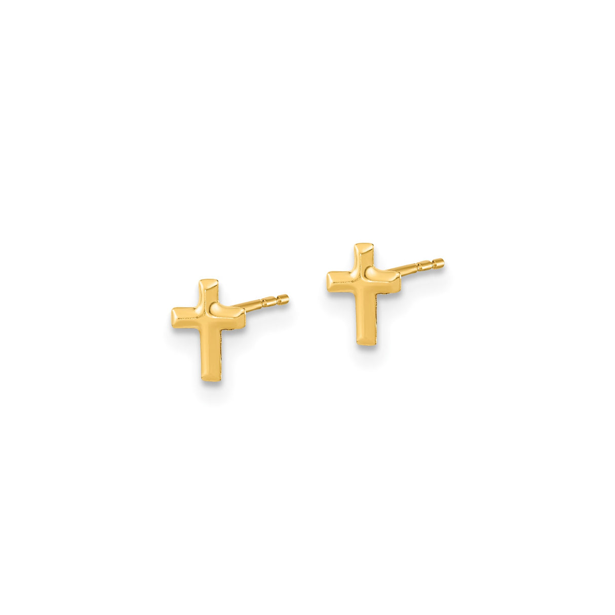 14k Yellow Gold Stud Earrings, Cross, Ruby Center Flower, Diamond Accent, Ball Design Trio Set