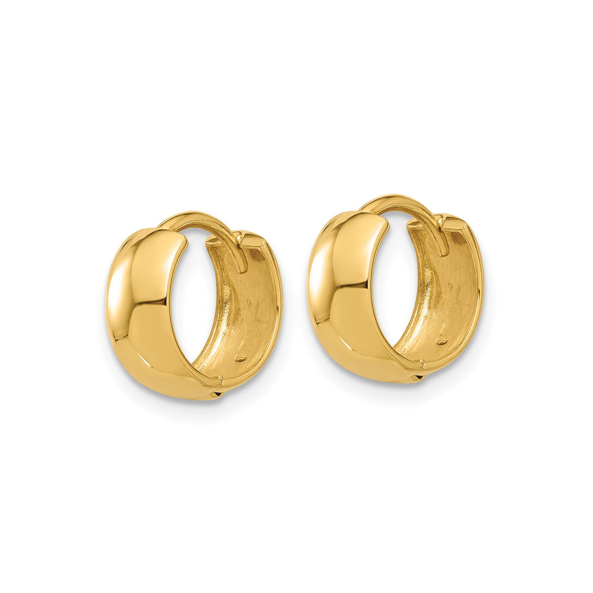 14k Yellow Gold Huggie Hoop Earrings, Smooth Polished Minimalist Design for Women