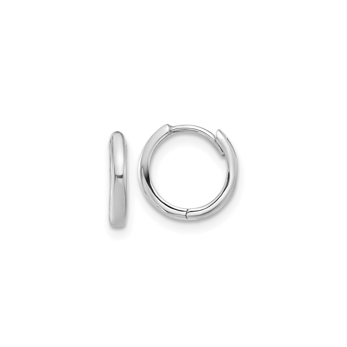 14k White Gold Hoop Earrings, Seamless Polished Minimalist Design, Unisex Lightweight Jewelry