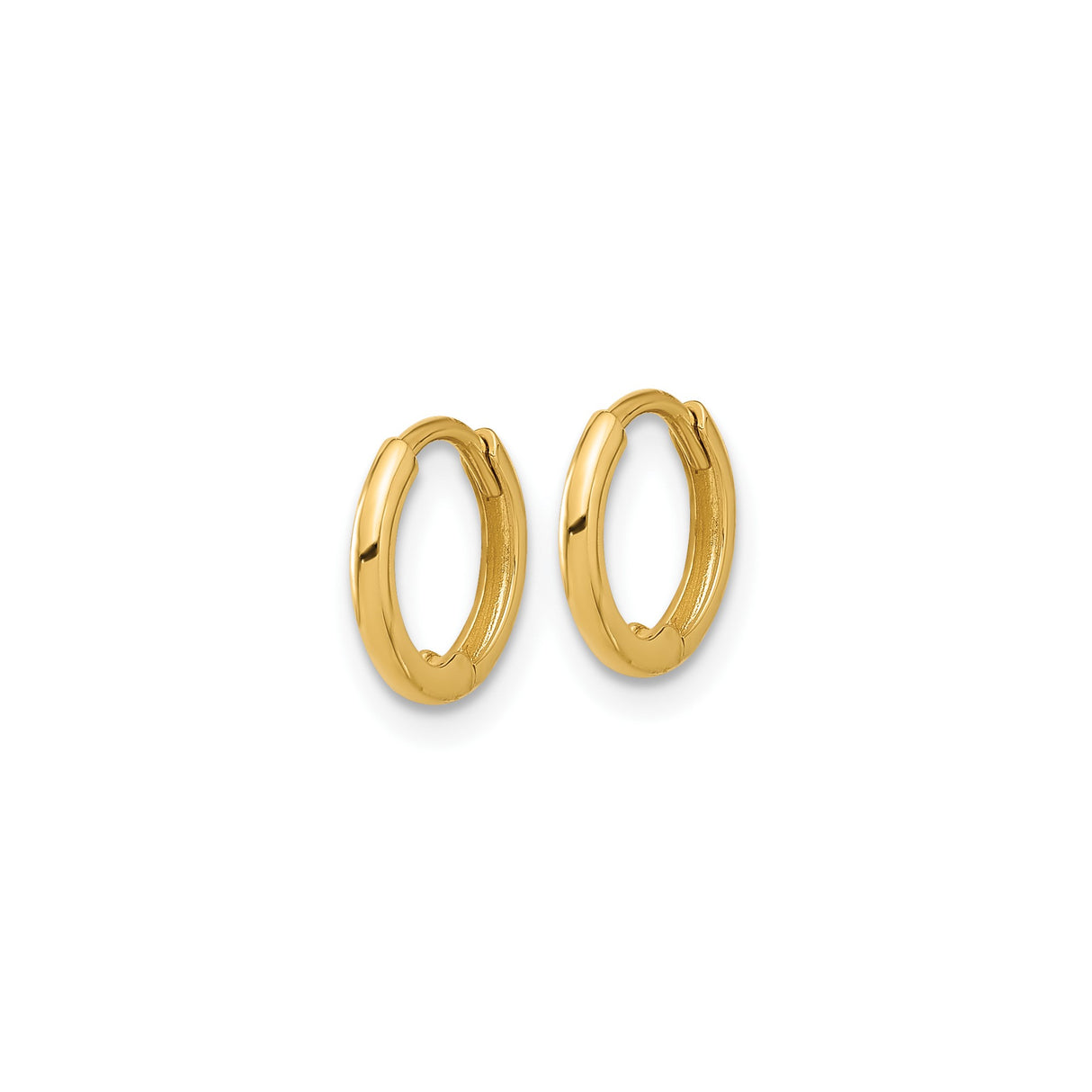14k Yellow Gold Small Hoop Earring with Hinged Click Closure, Polished Minimalist Design