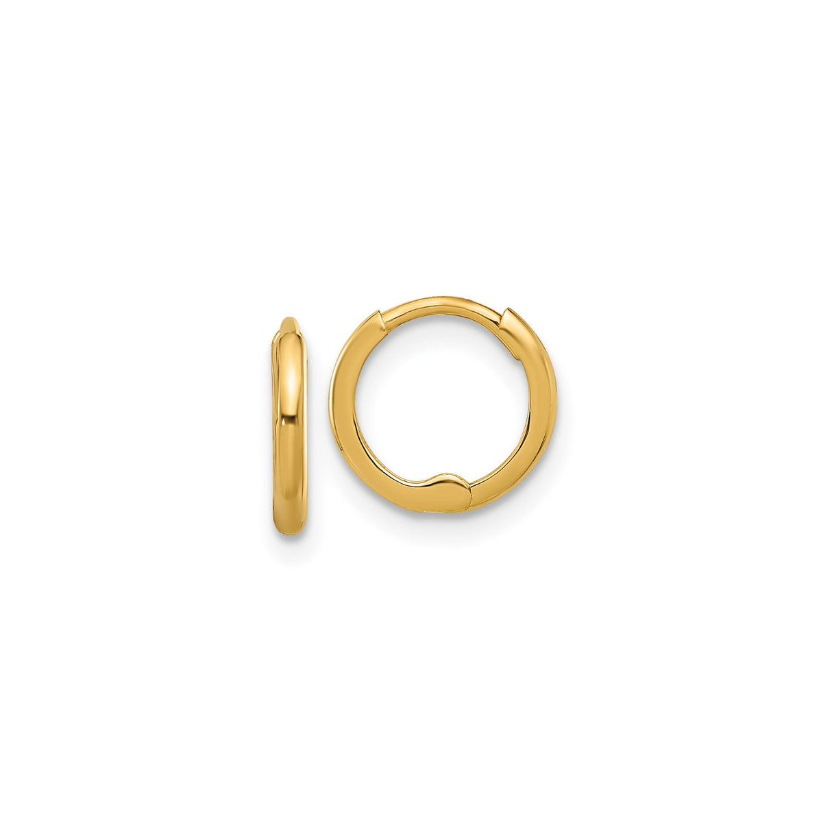 14k Yellow Gold Small Hoop Earring with Hinged Click Closure, Polished Minimalist Design