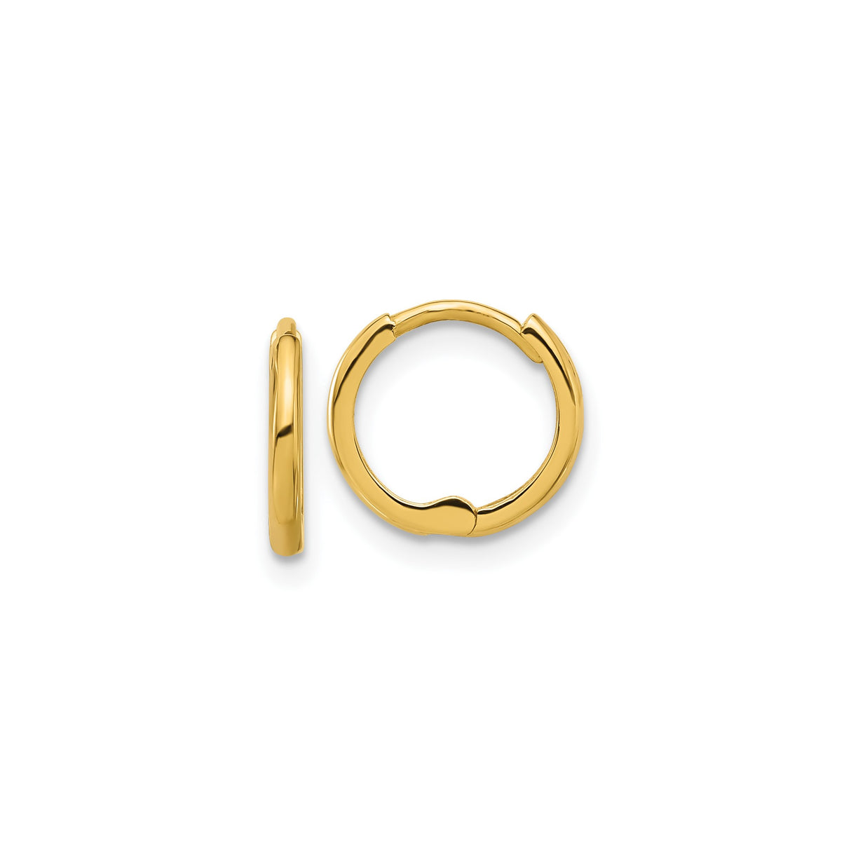 14k Yellow Gold Hoop Earrings, Polished Finish, Minimalist 11mm Huggie Style