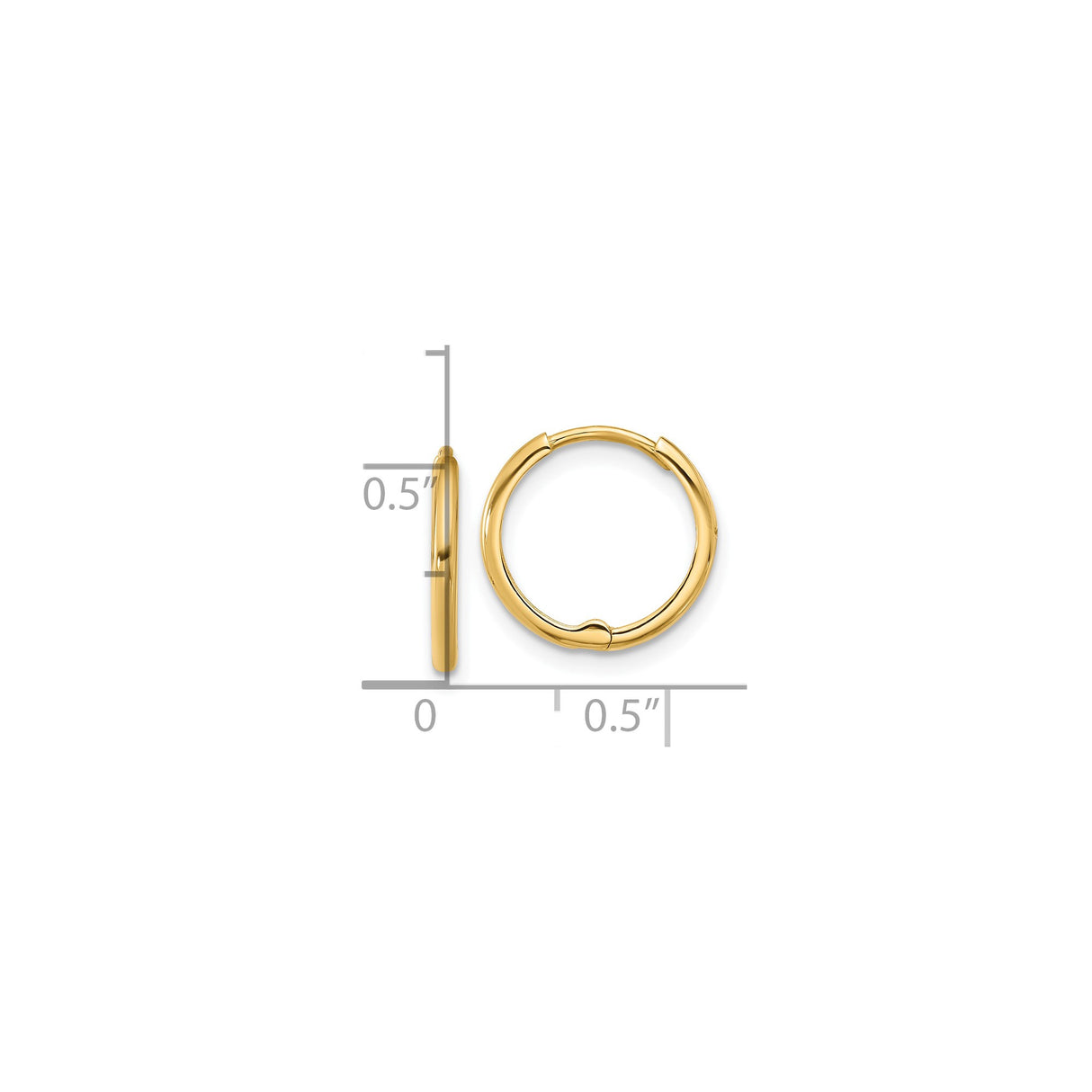 14k Yellow Gold Hoop Earrings, Polished Finish, Classic Lightweight Round Design