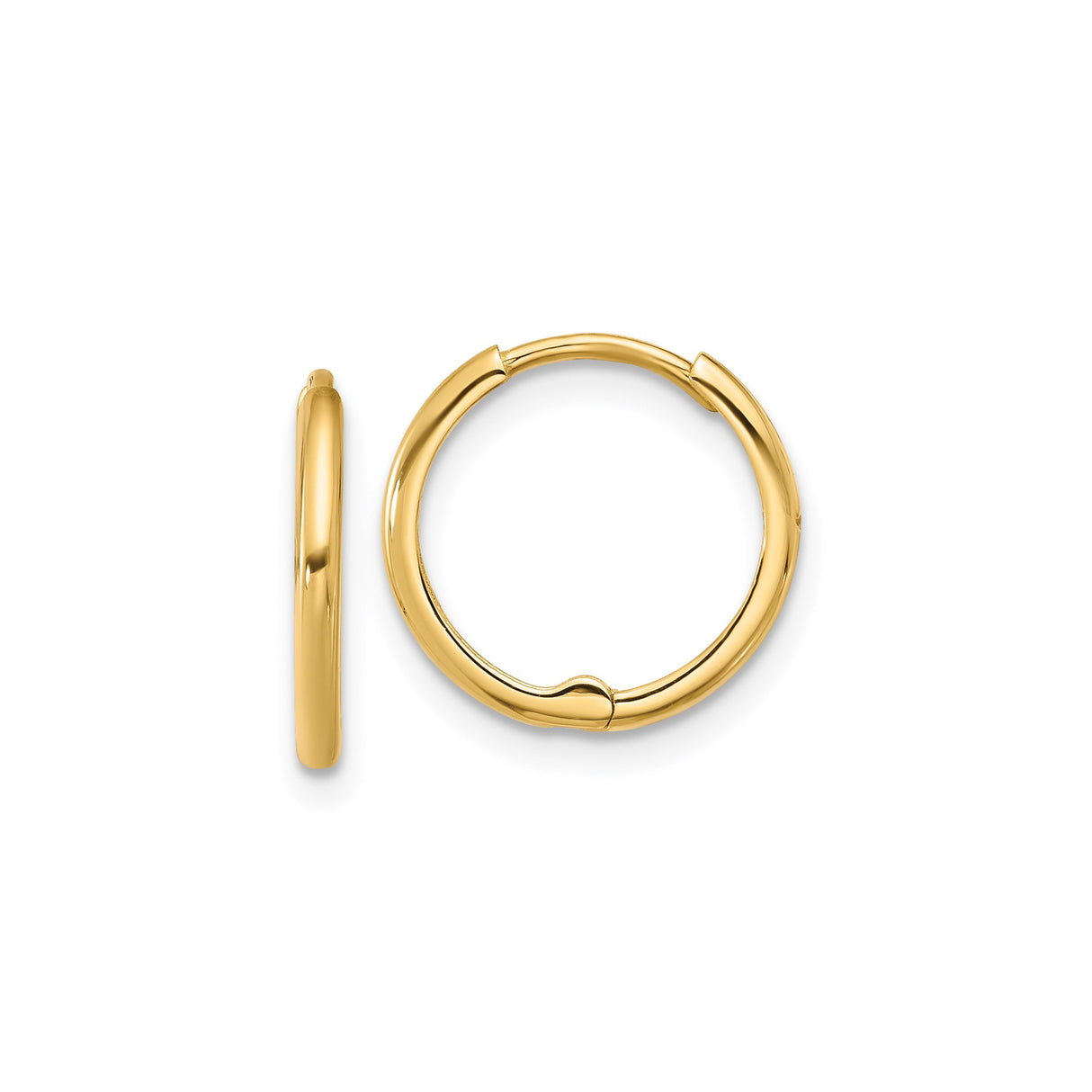 14k Yellow Gold Hoop Earrings, Polished Finish, Classic Lightweight Round Design