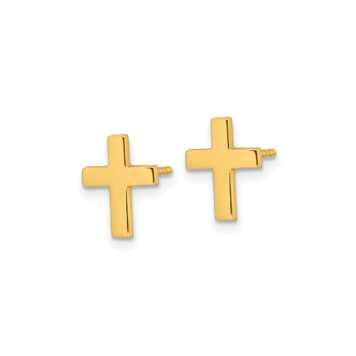 14k Yellow Gold Cross Stud Earrings, Minimalist Christian Jewelry for Women