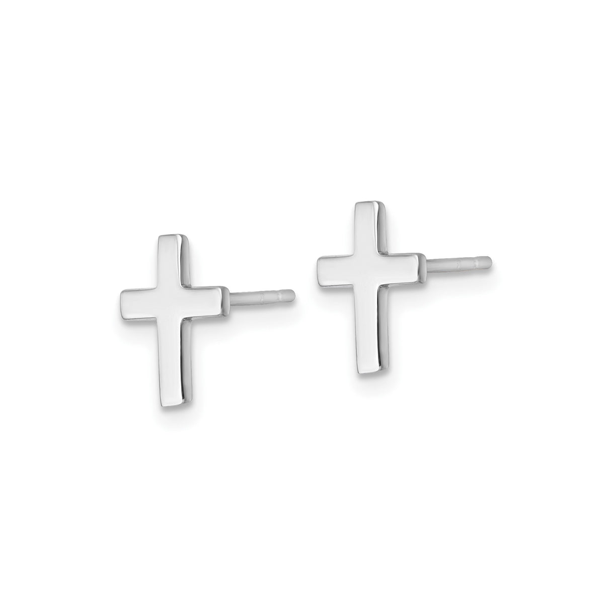 14k White Gold Cross Stud Earrings, Minimalist Christian Design for Women