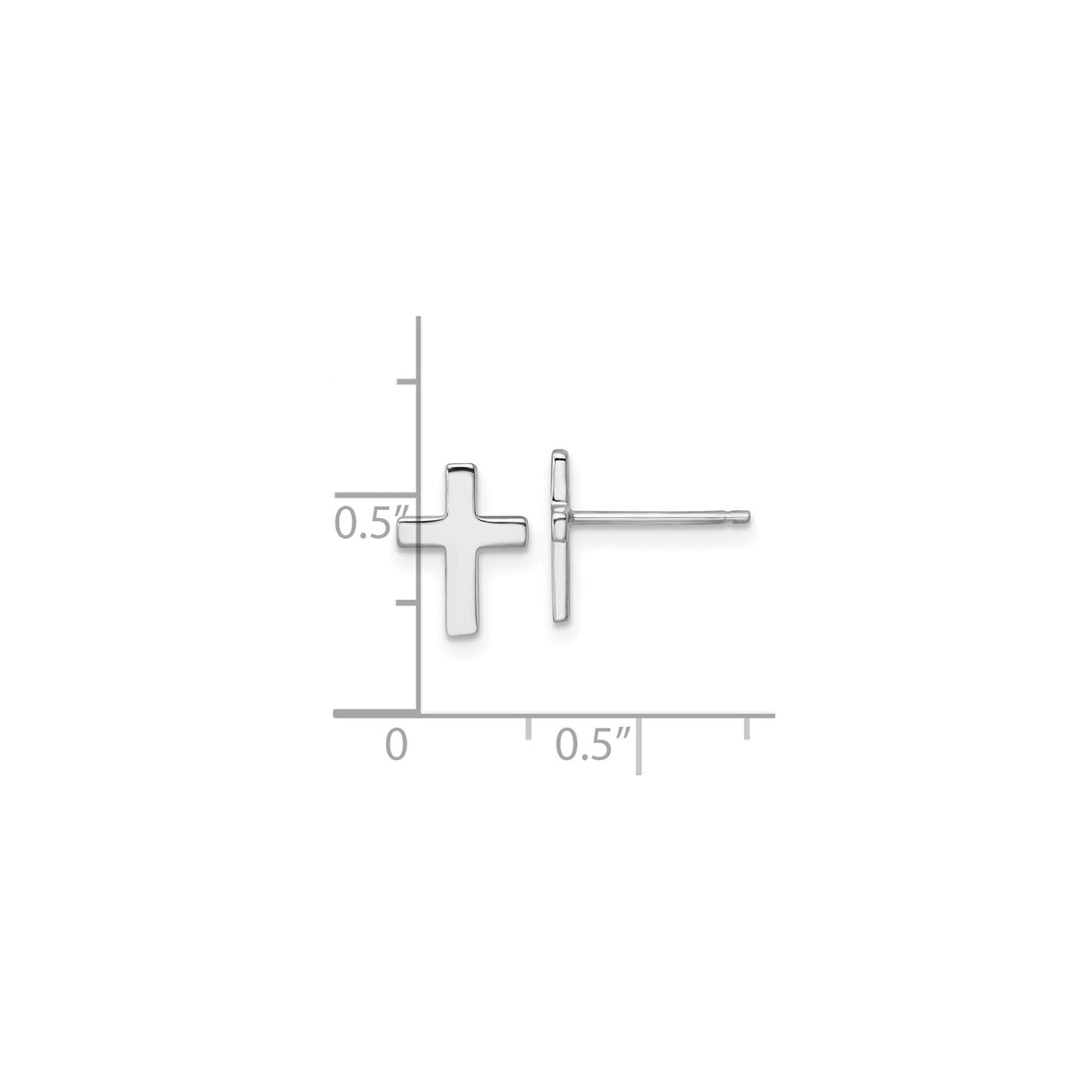 14k White Gold Cross Stud Earrings, Minimalist Christian Design for Women