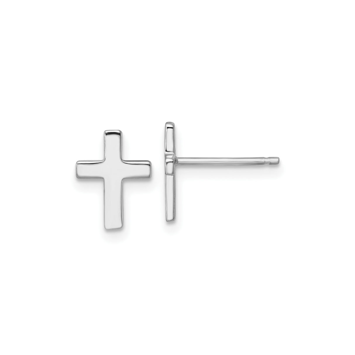 14k White Gold Cross Stud Earrings, Minimalist Christian Design for Women