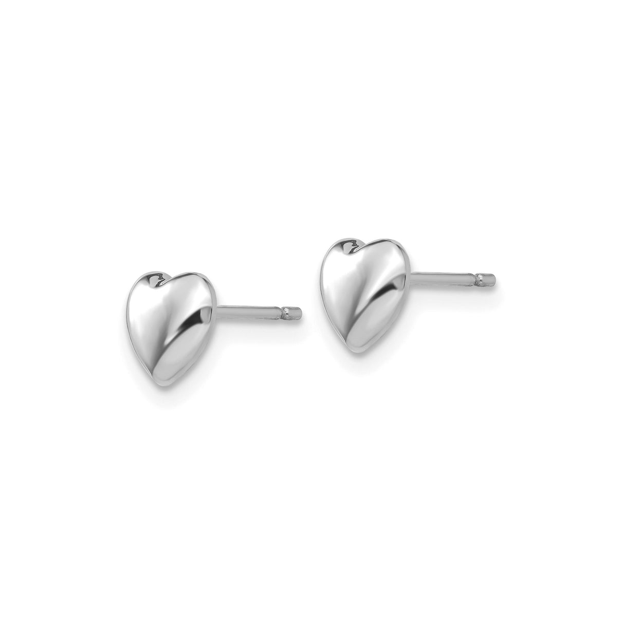 14k White Gold Heart Stud Earrings, Minimalist Polished Design for Women