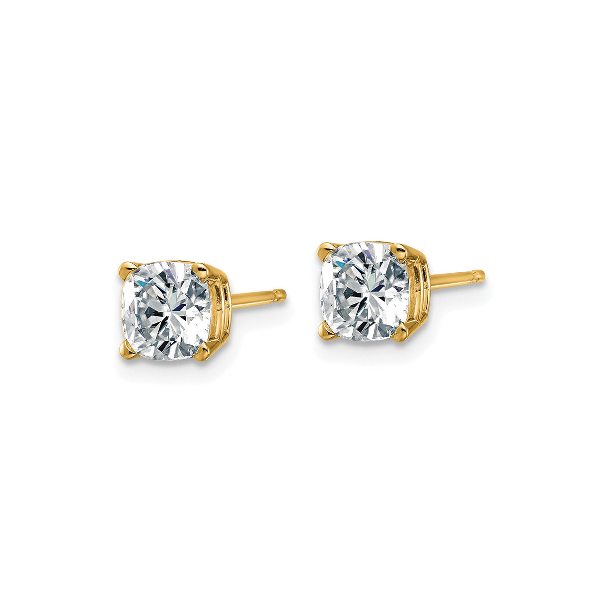 14k Yellow Gold Stud Earrings with Round Moissanite, Four-Prong Minimalist Design for Women