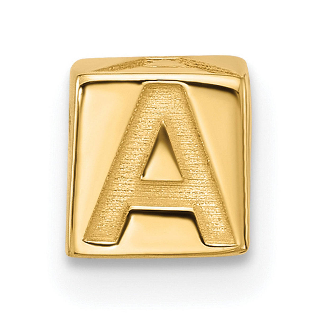 Alphabet Bead Letter A Charm Pendant in Real 14k Yellow Gold