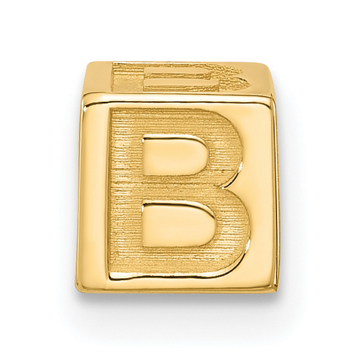 Alphabet Bead Letter B Charm Pendant in Real 14k Yellow Gold