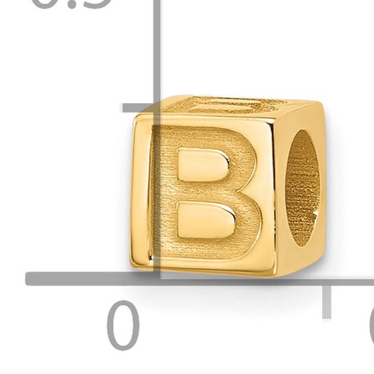 Alphabet Bead Letter B Charm Pendant in Real 14k Yellow Gold