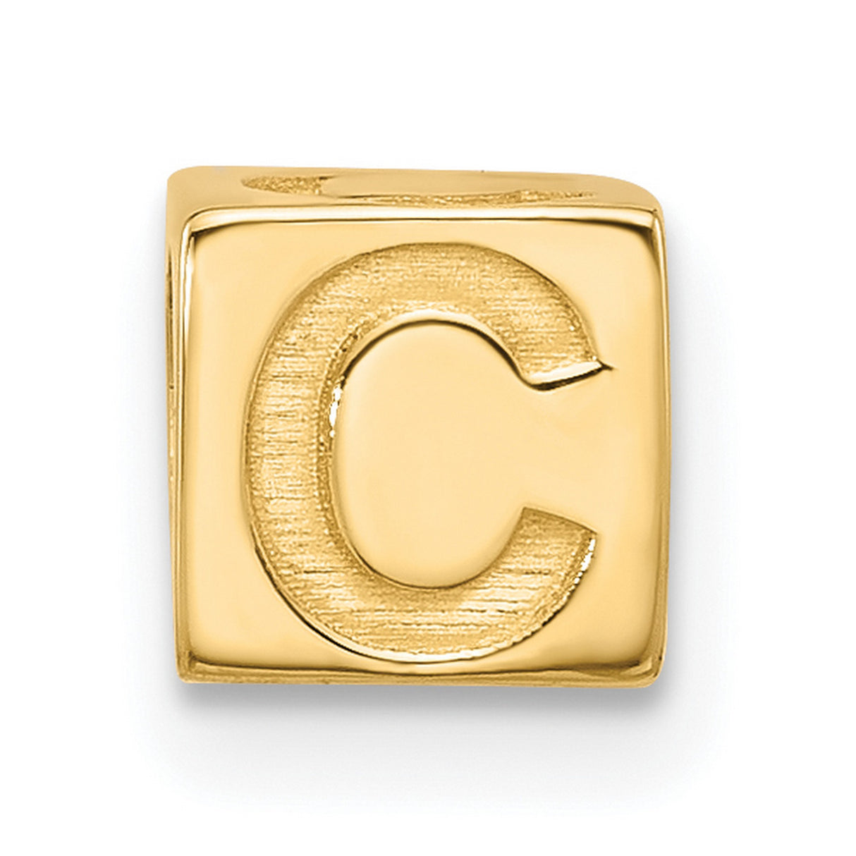 Alphabet Bead Letter C Charm Pendant in Real 14k Yellow Gold