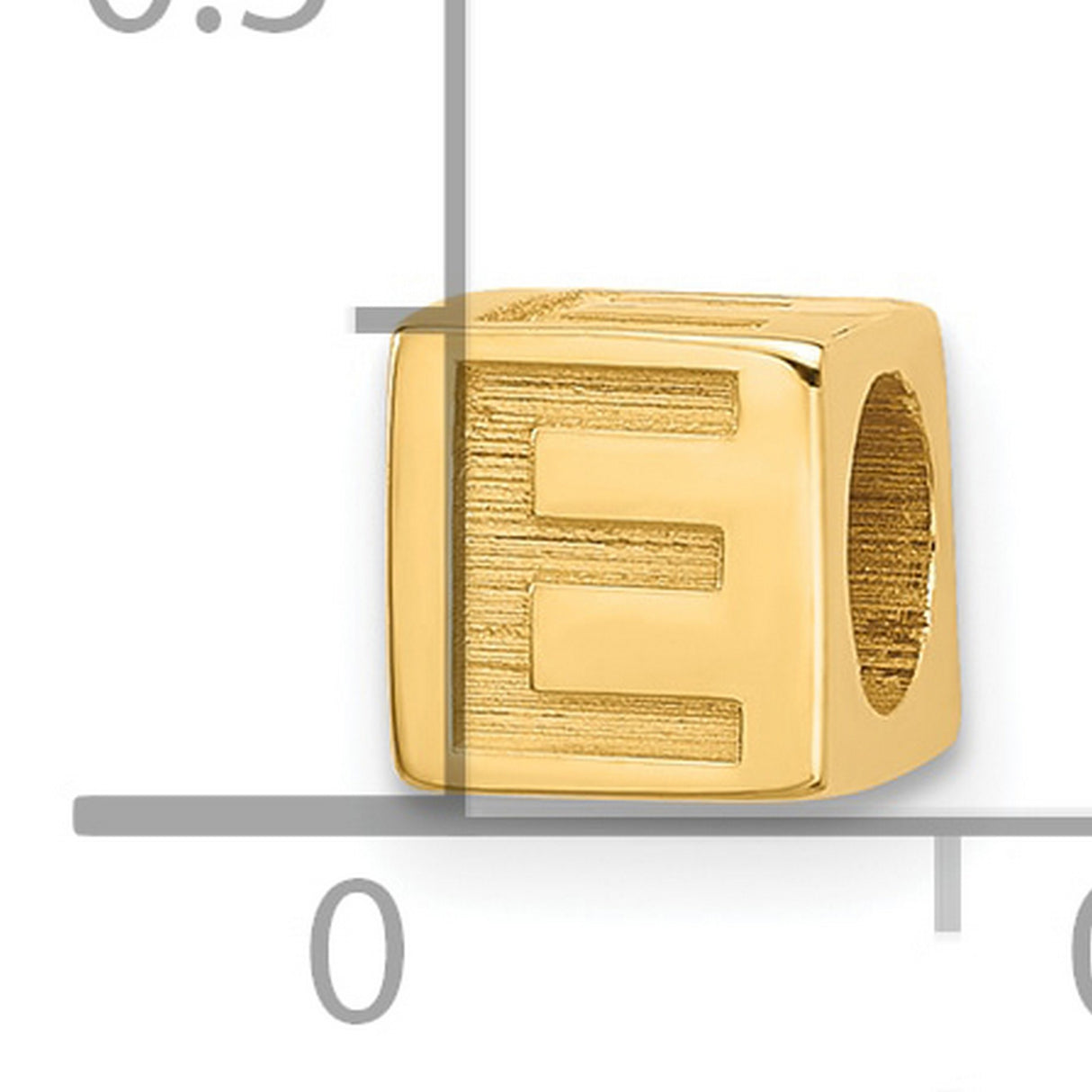 Alphabet Bead Letter E Charm Pendant in Real 14k Yellow Gold