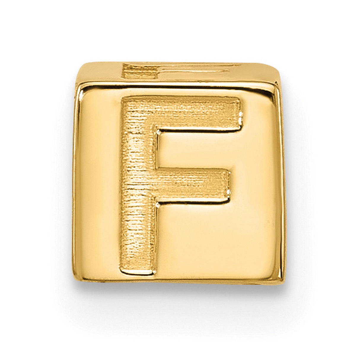 Alphabet Bead Letter F Charm Pendant in Real 14k Yellow Gold