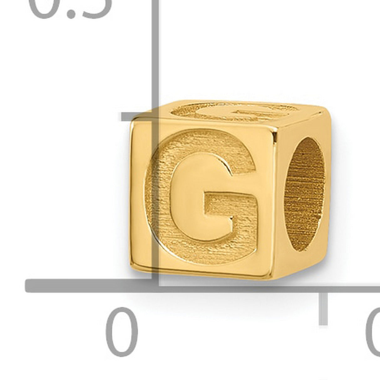 Alphabet Bead Letter G Charm Pendant in Real 14k Yellow Gold