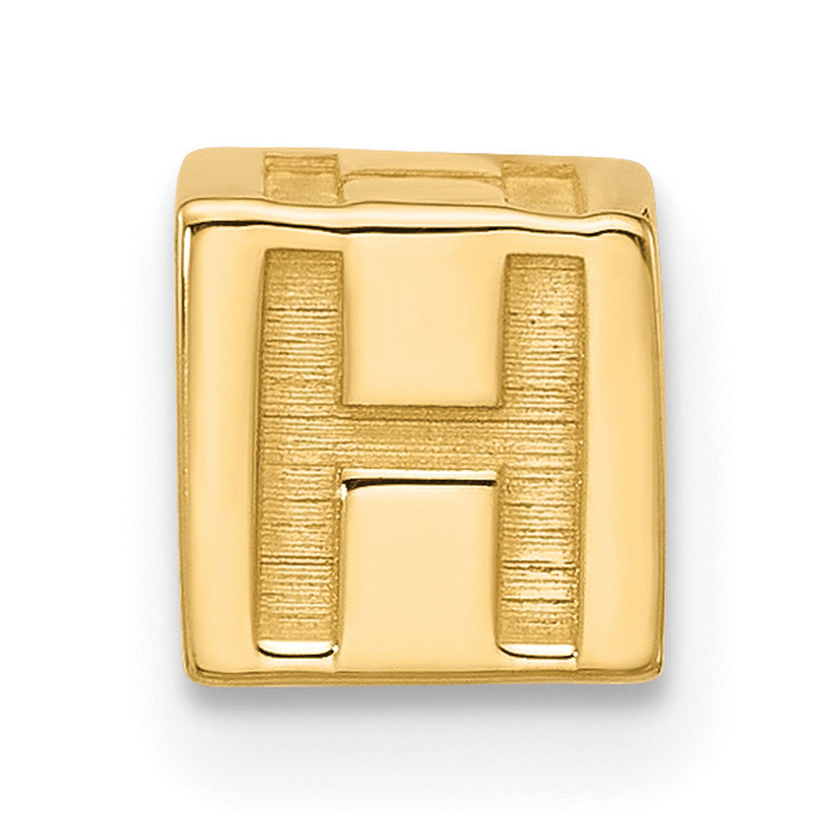 Alphabet Bead Letter H Charm Pendant in Real 14k Yellow Gold