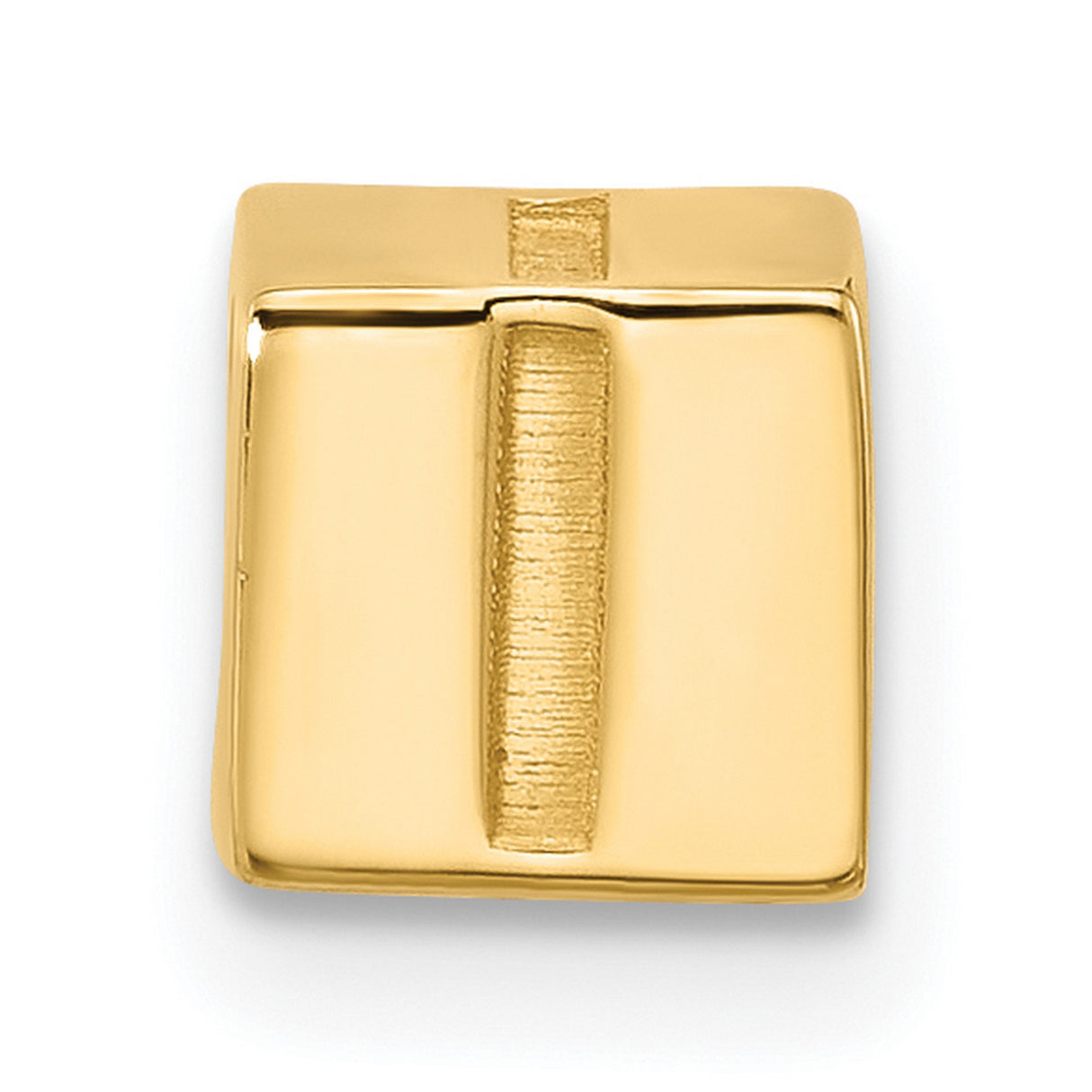 Alphabet Bead Letter I Charm Pendant in Real 14k Yellow Gold