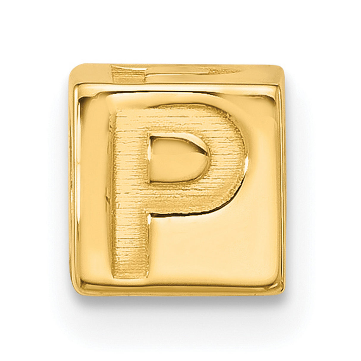 Alphabet Bead Letter P Charm Pendant in Real 14k Yellow Gold