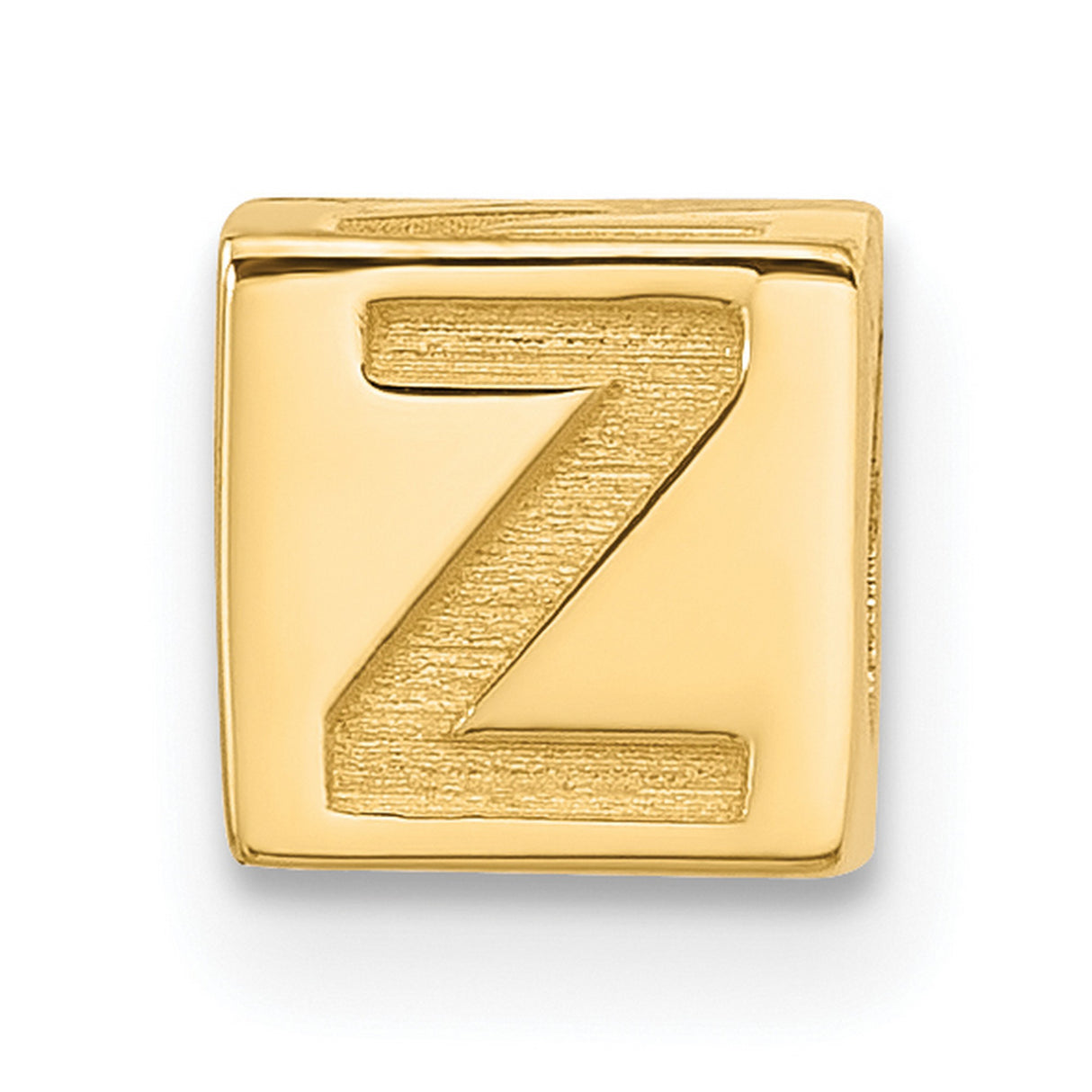 Alphabet Bead Letter Z Charm Pendant in Real 14k Yellow Gold