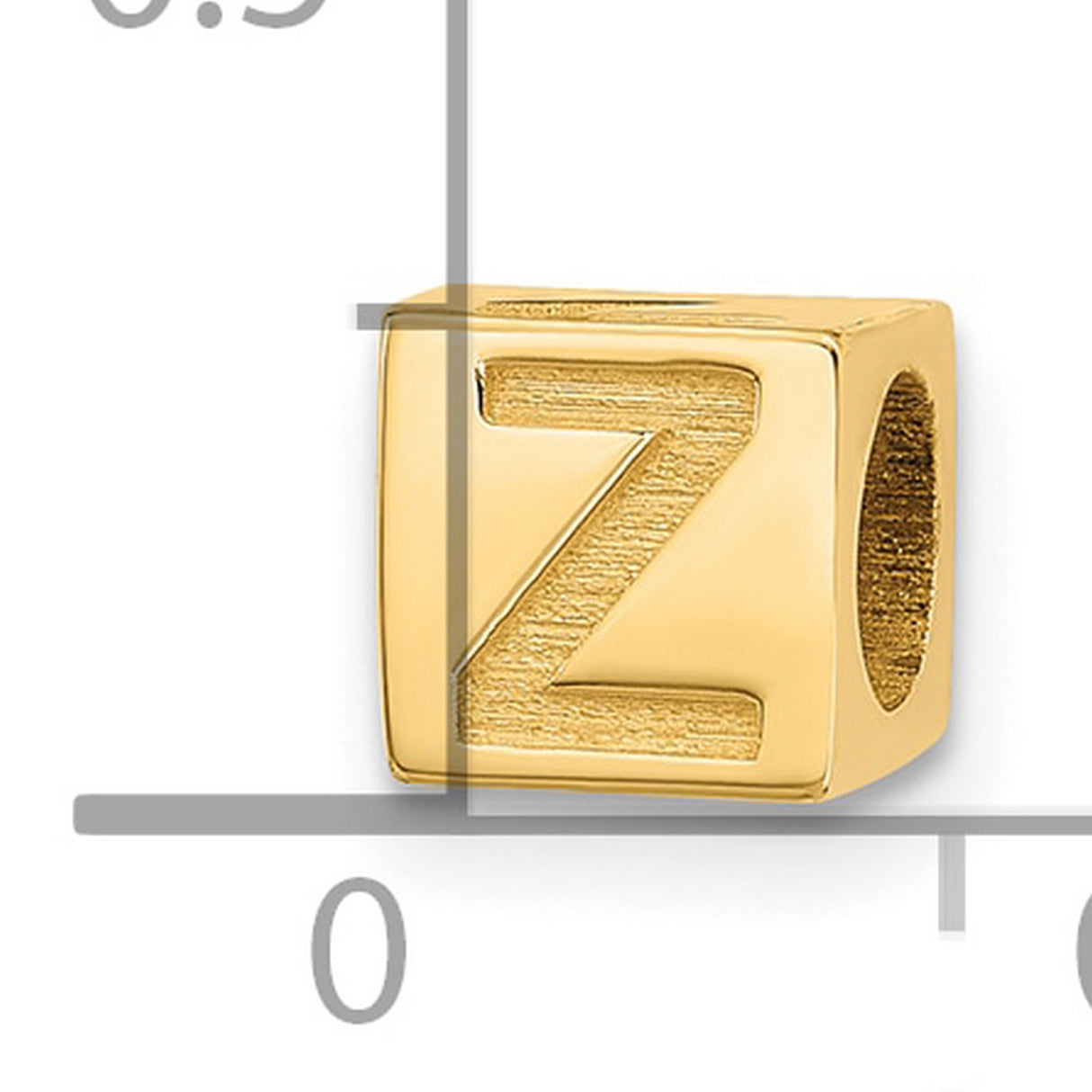 Alphabet Bead Letter Z Charm Pendant in Real 14k Yellow Gold