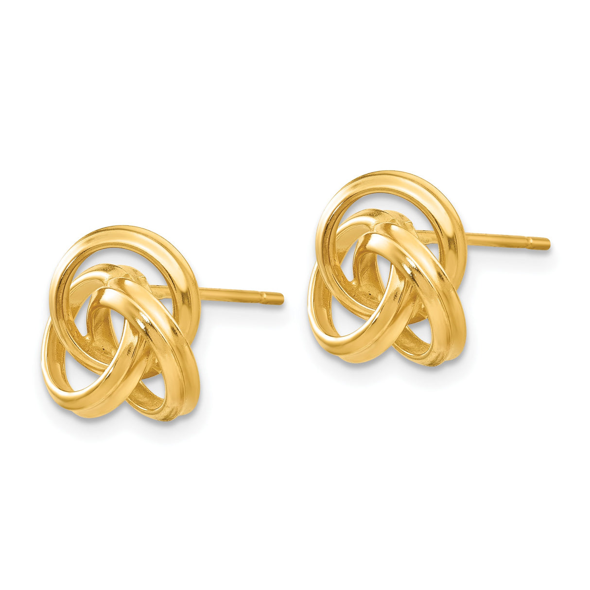 14k Yellow Gold Love Knot Stud Earrings with Interlocking Loop Design for Women